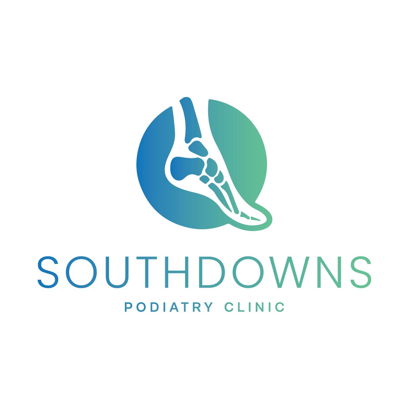 Logo of Southdowns Podiatry Clinic featuring an illustration of a foot bone.