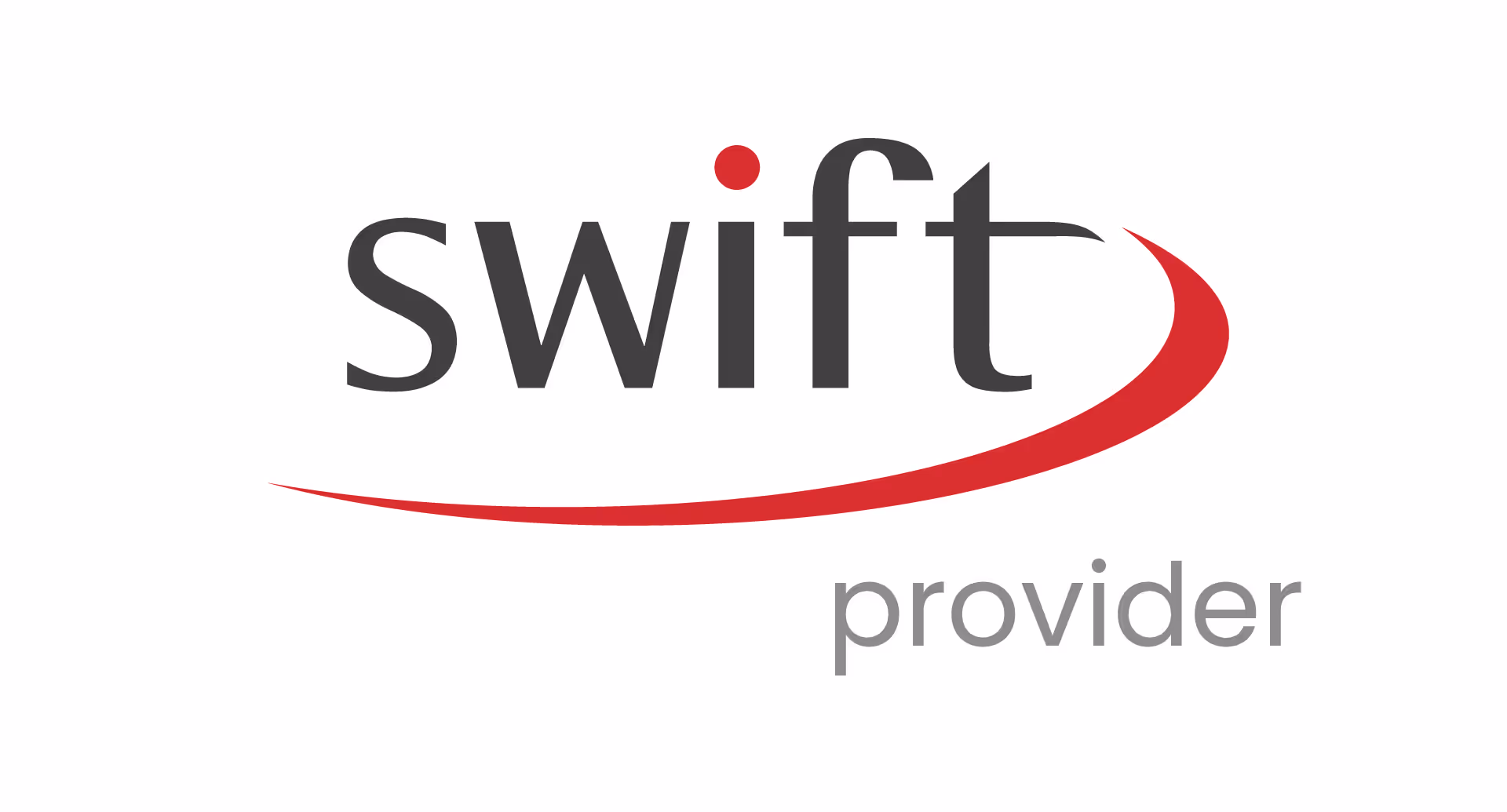 The image shows the word "swift" in black with a red swoosh, accompanied by "provider" in gray.